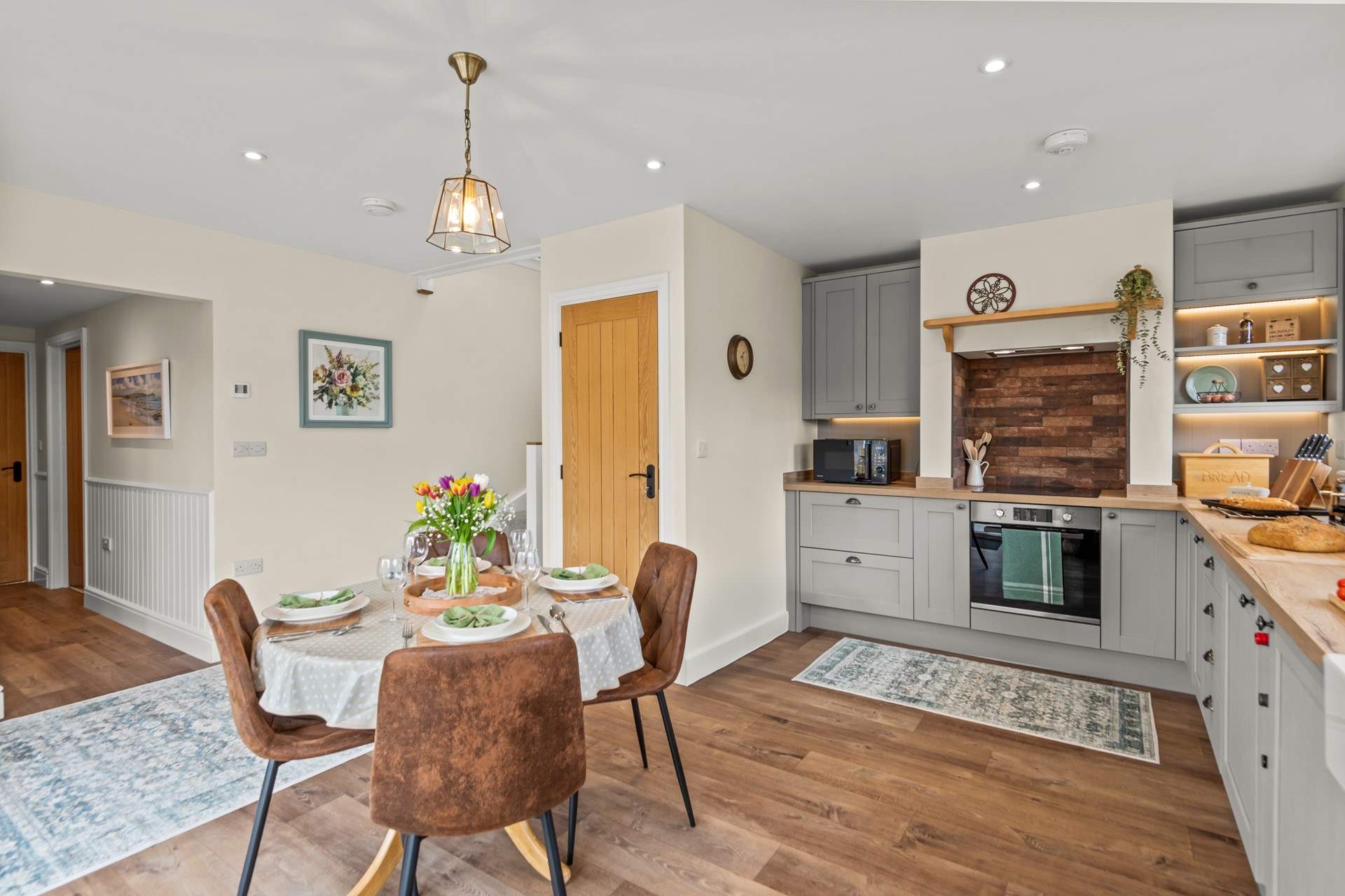 The bedrooms can be found just off the kitchen/diner.