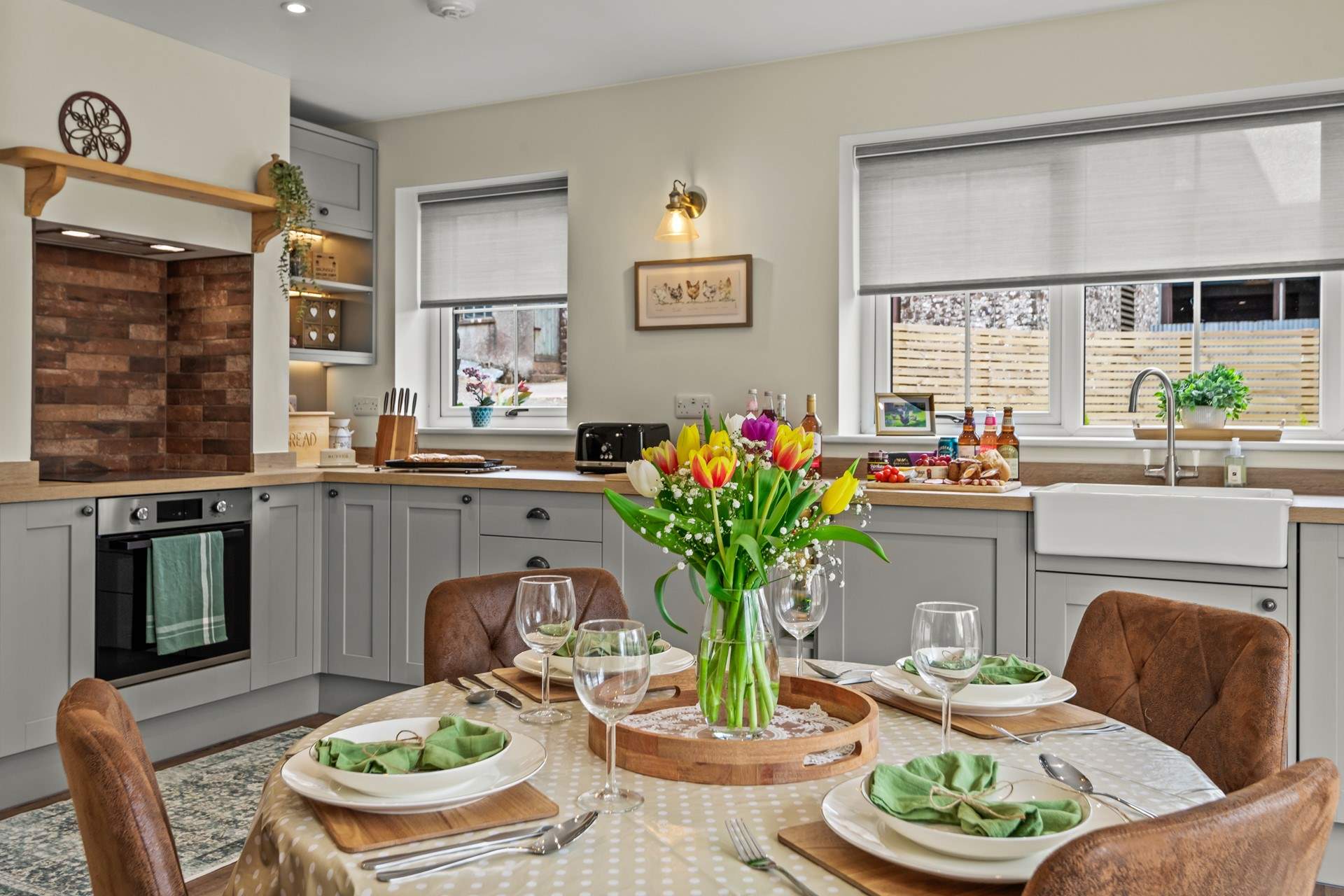 The dining-table provides the perfect setting for hearty breakfasts and holiday feasts.