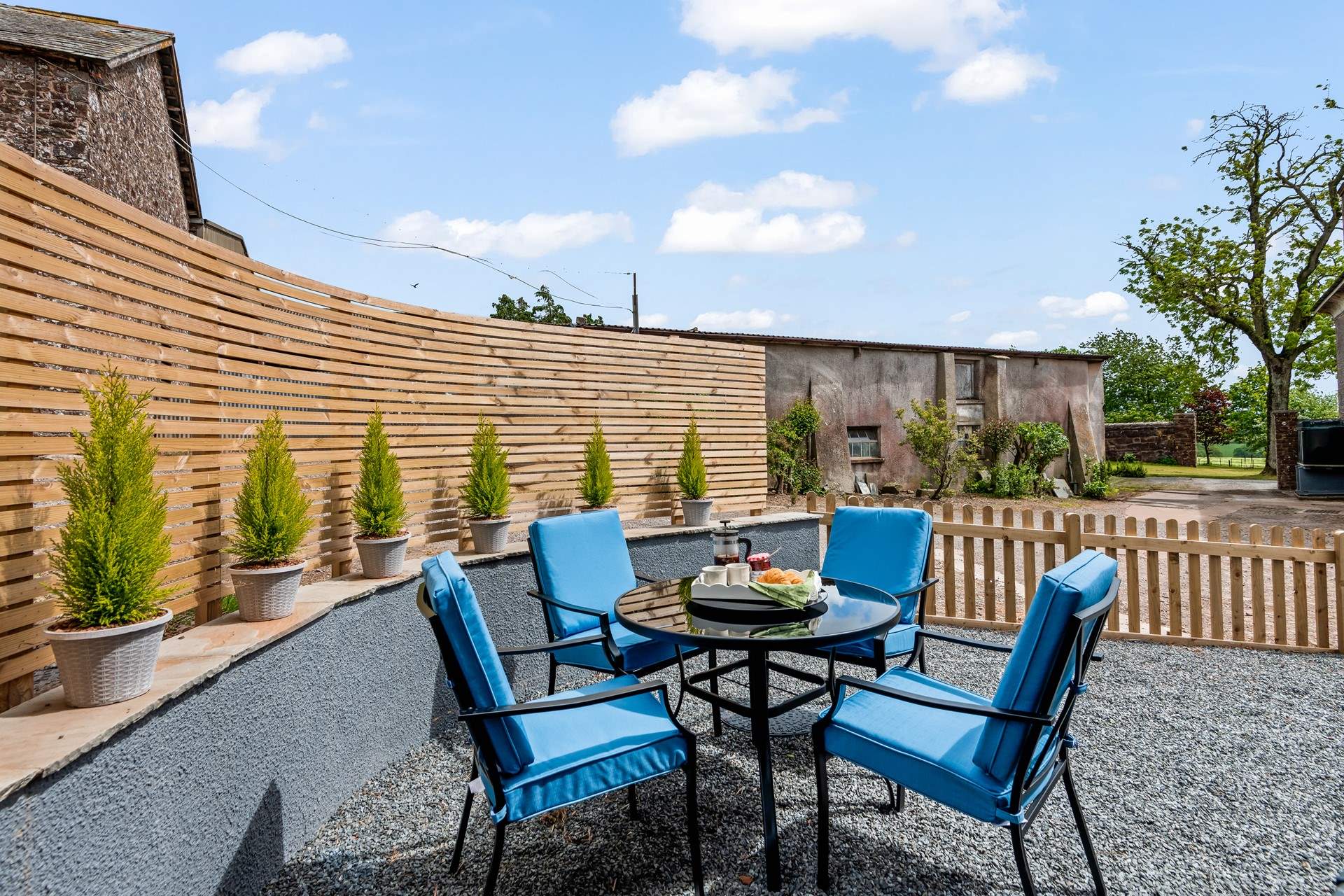 Enjoy al fresco dining in your countryside setting.