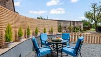 Enjoy al fresco dining in your countryside setting.