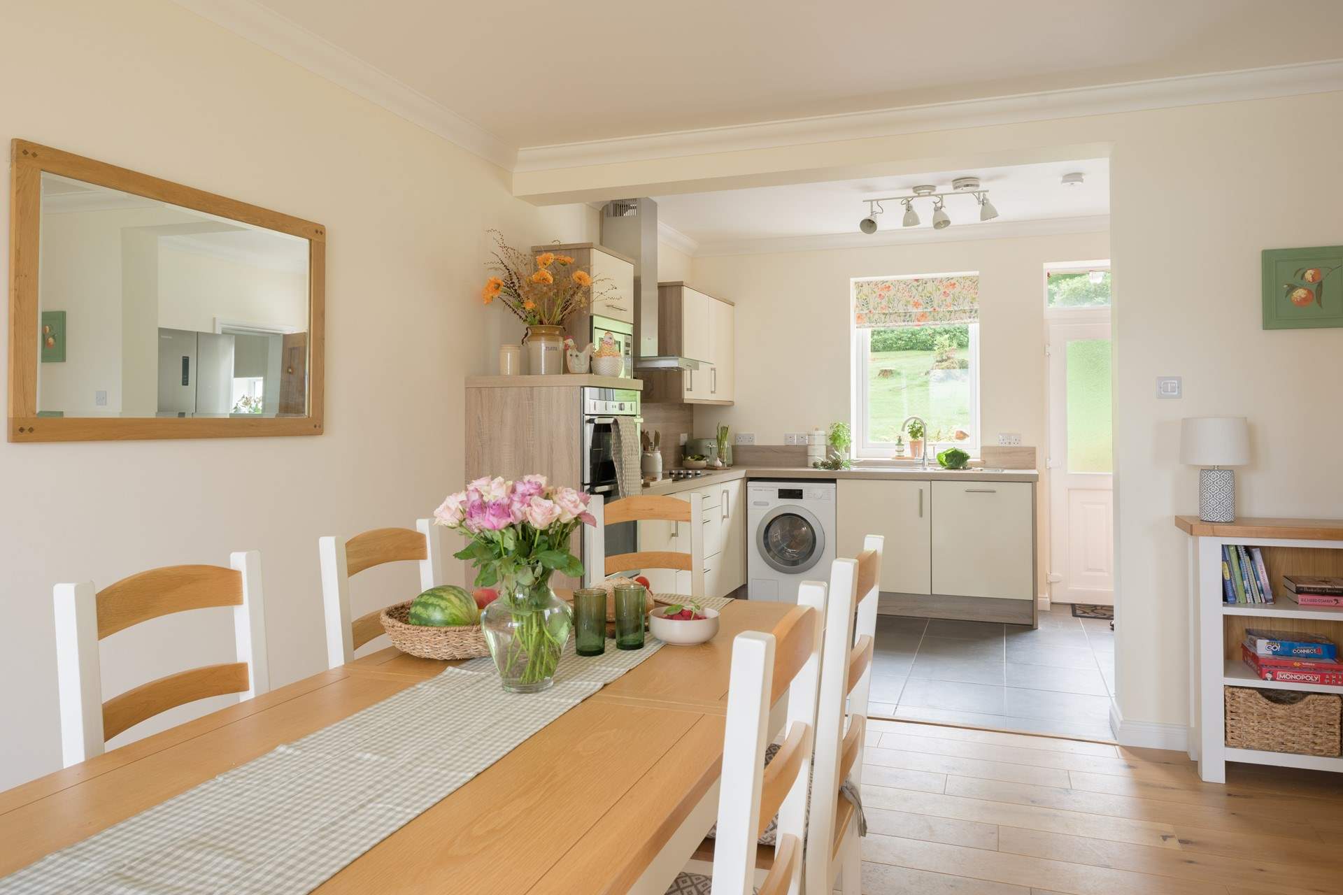 The kitchen/dining-room has views to both the garden and the loch.