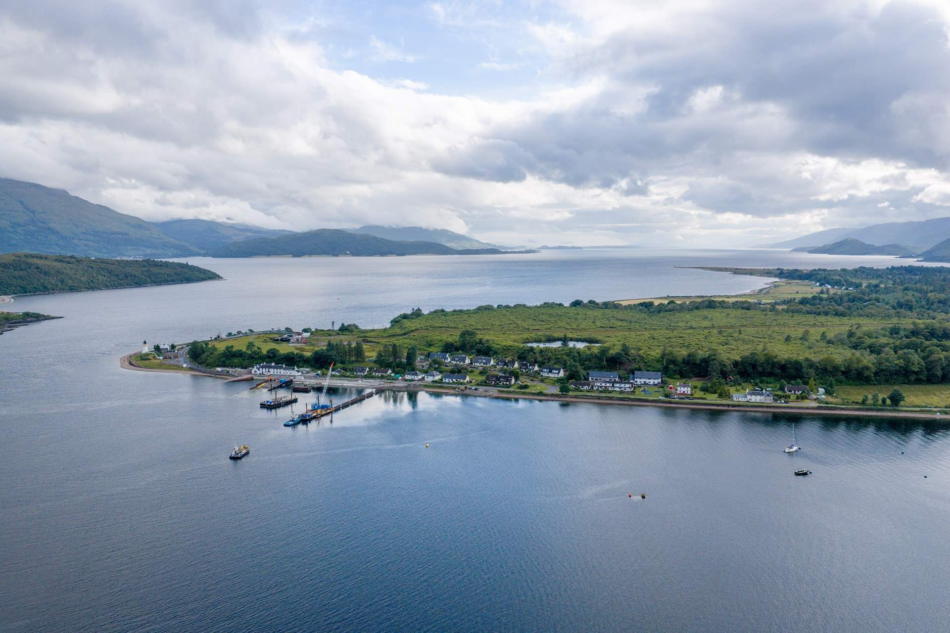 The small village of Ardgour, with a hotel and restaurant and an open air cafe. The car ferry runs from the other side of the loch, how romantic. 