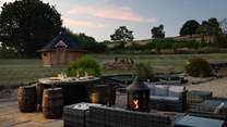 In the evening light the fires and enjoy the ambience of spending time with family and friends.