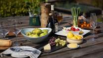 Enjoy al fresco dining on the round table.