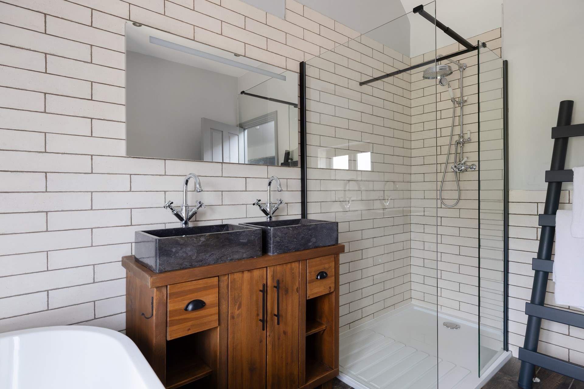 Twin wash-basins.