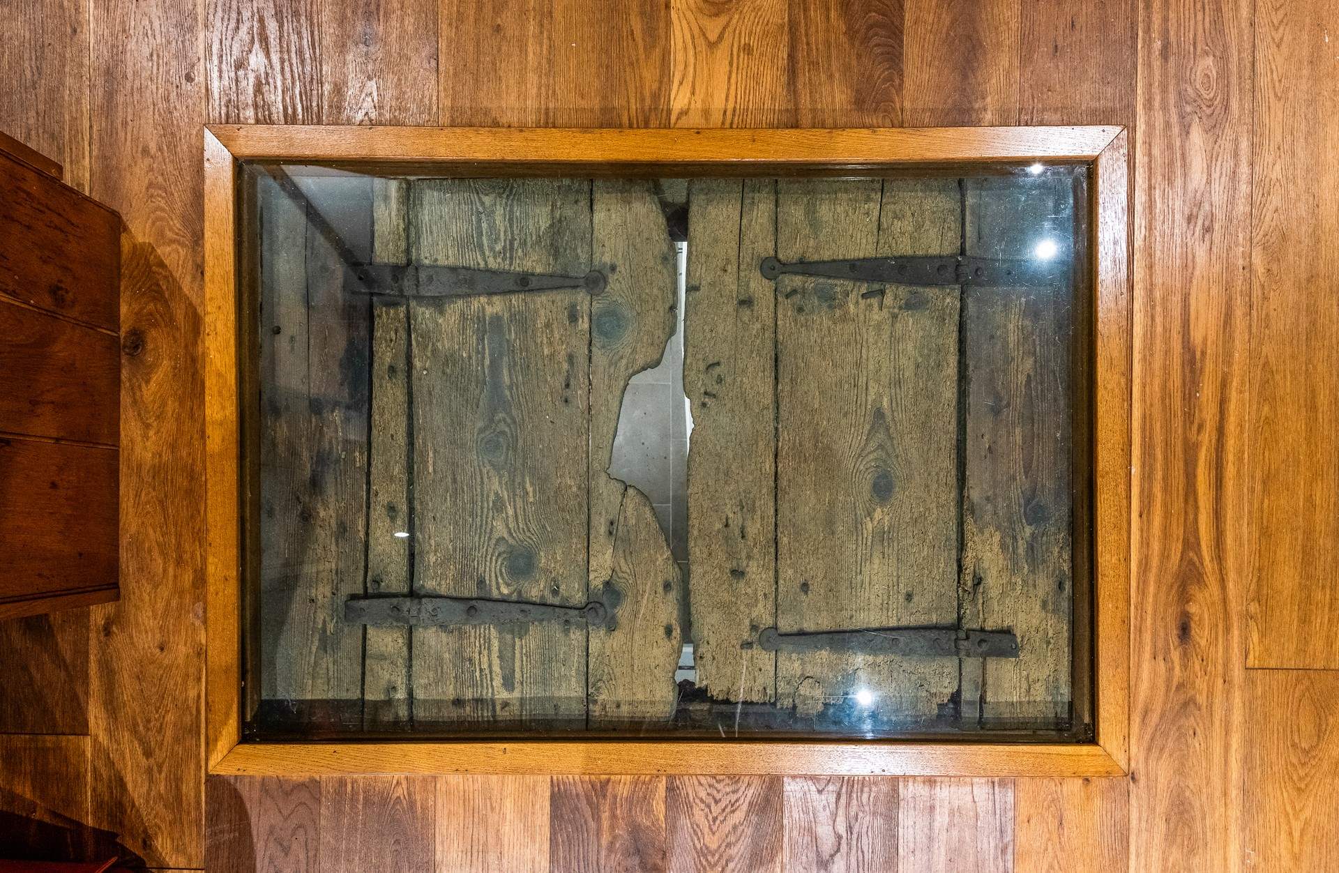 Standing above the hatch, looking down to the main entrance really takes you back in time. Please take care when navigating around the hatch due to the raised wooden casing.
