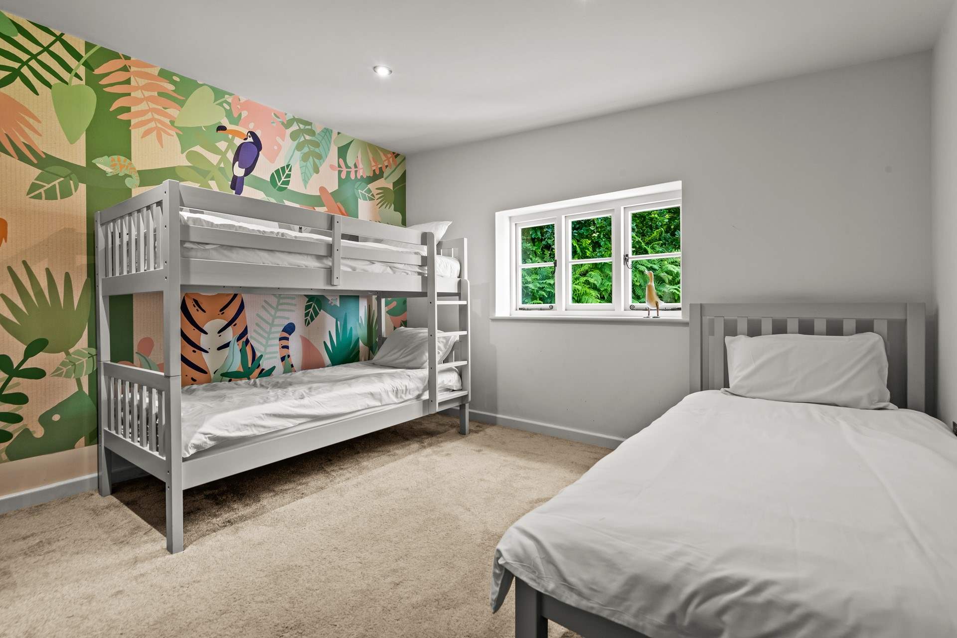 Bedroom 2 is lovely and spacious. Please note, blinds have since been fitted in both bedrooms.