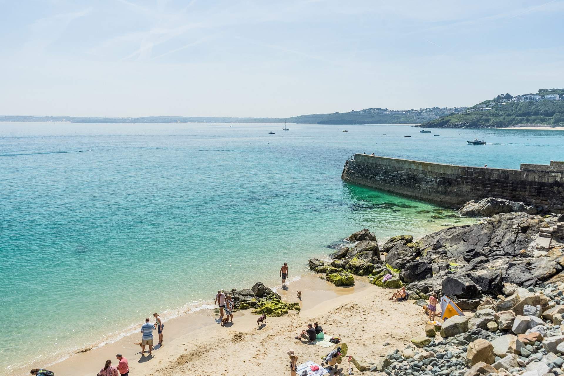 The turquoise waters in St Ives.