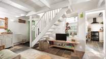 The light and airy space. Please take care on the open-tread stairs. 