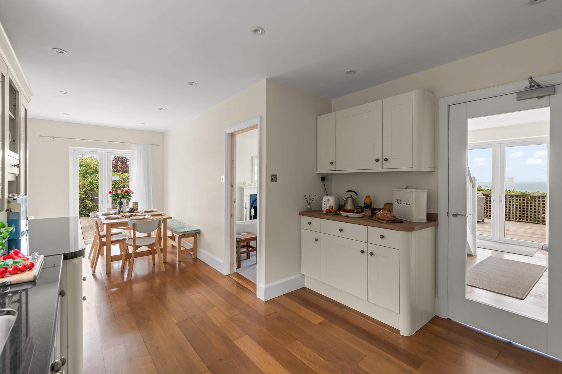 The entrance hall leads into the kitchen-area.