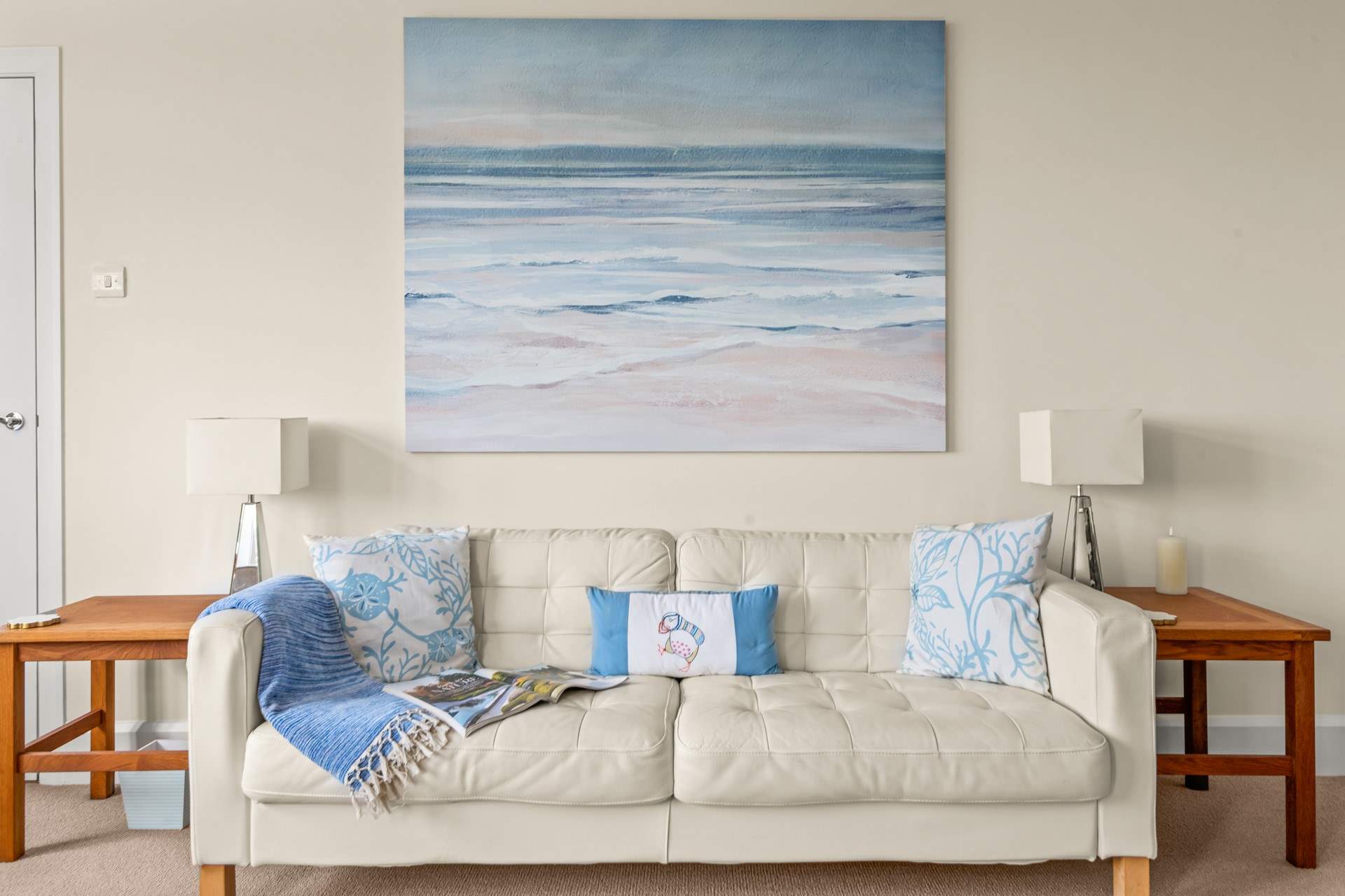 Relax on this super inviting sofa.