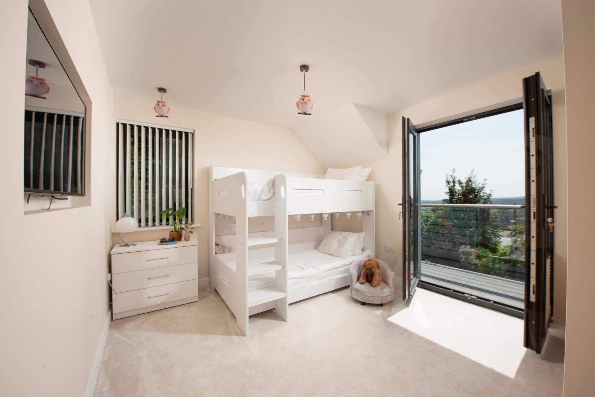 Bedroom 3 features bunk-beds for little ones and another fabulous balcony.