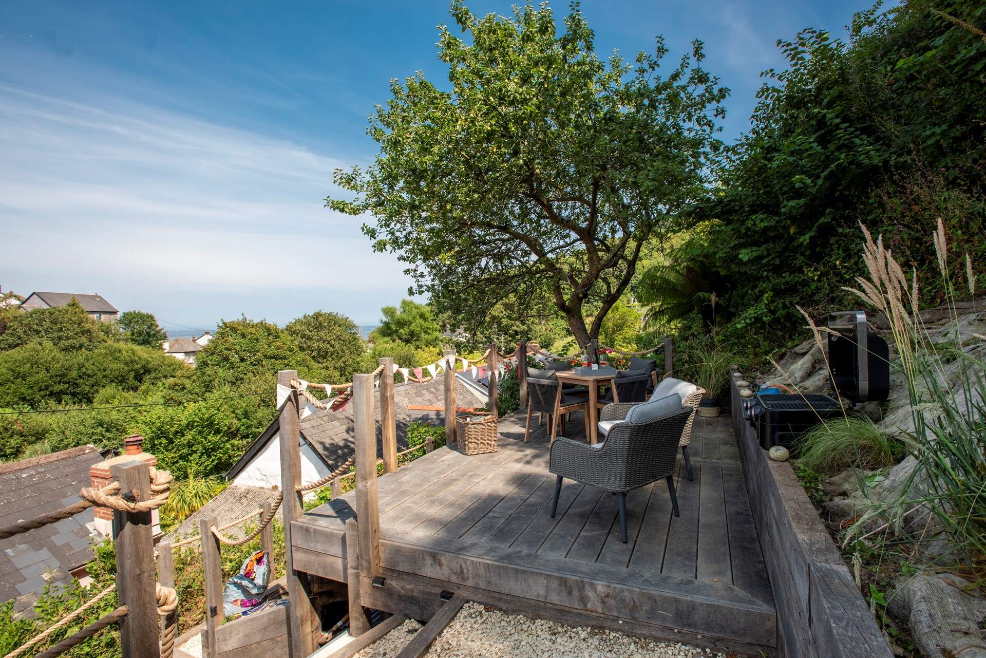 There is a gorgeous sun terrace with sea views. Please ensure children are supervised here.