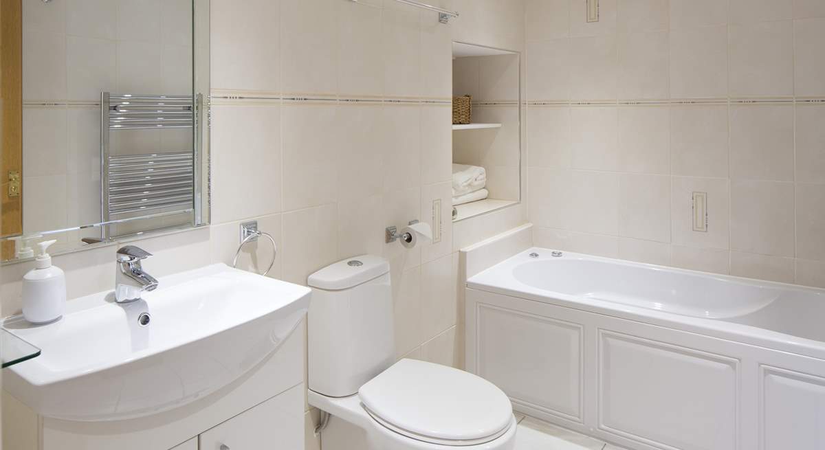 The sparkling white bathroom.