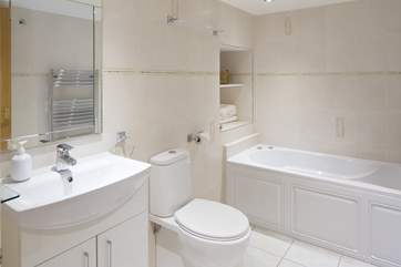 The sparkling white bathroom.