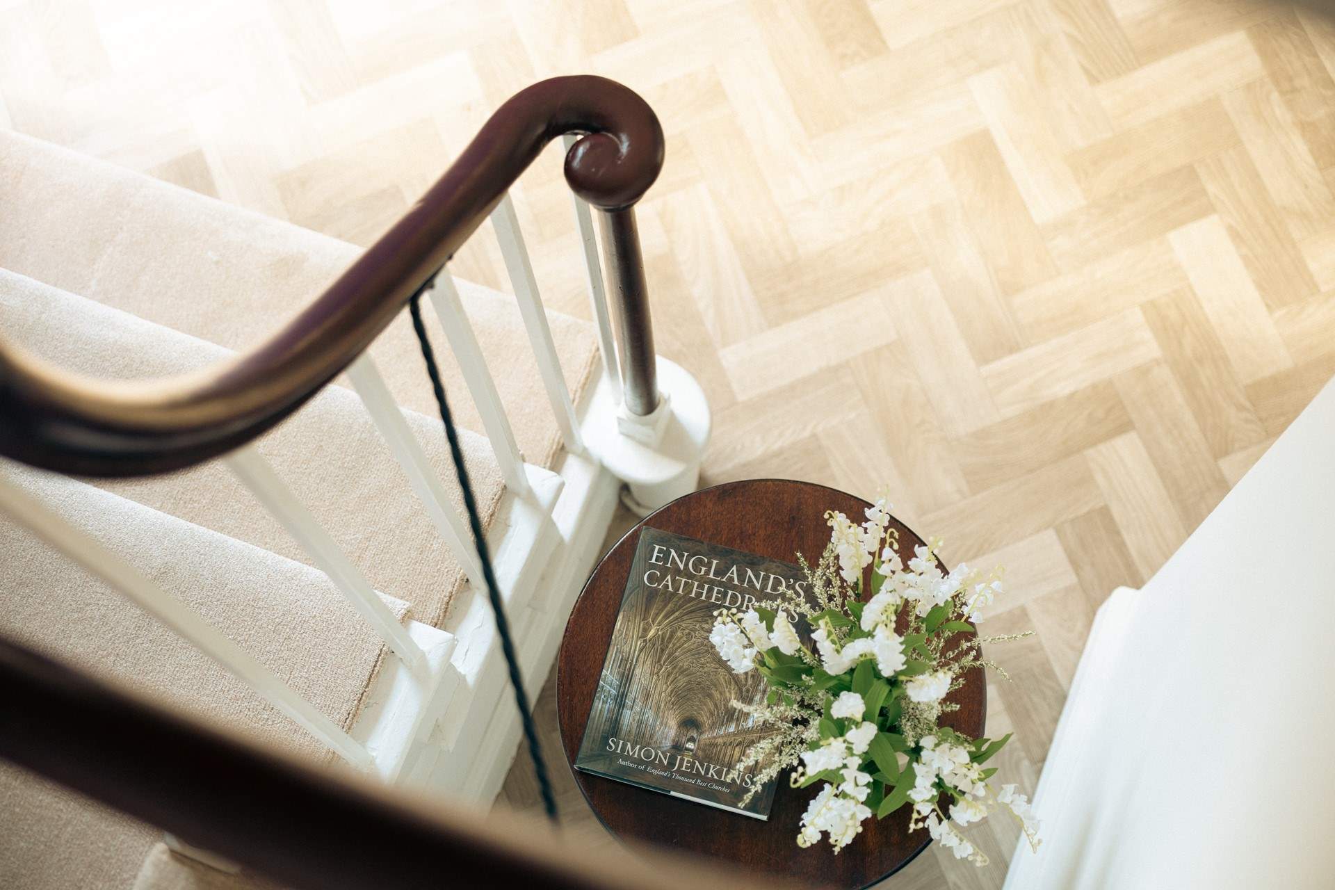 Take the original staircase up to the dining-room.