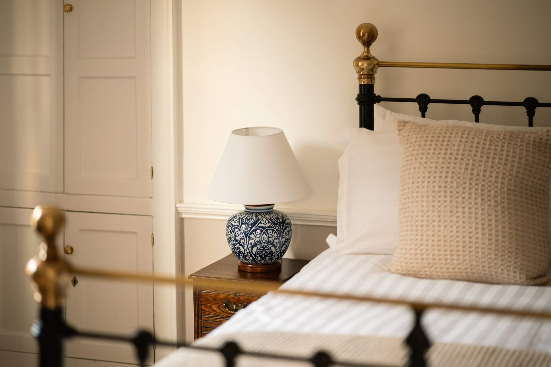 The bed is just right for this historic house.