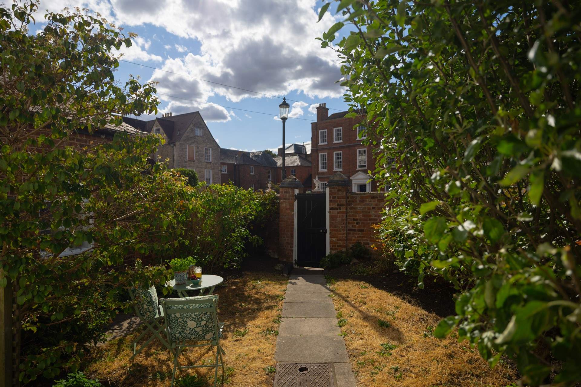 The garden is walled and private.