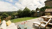 The spacious patio is great for al fresco dining...