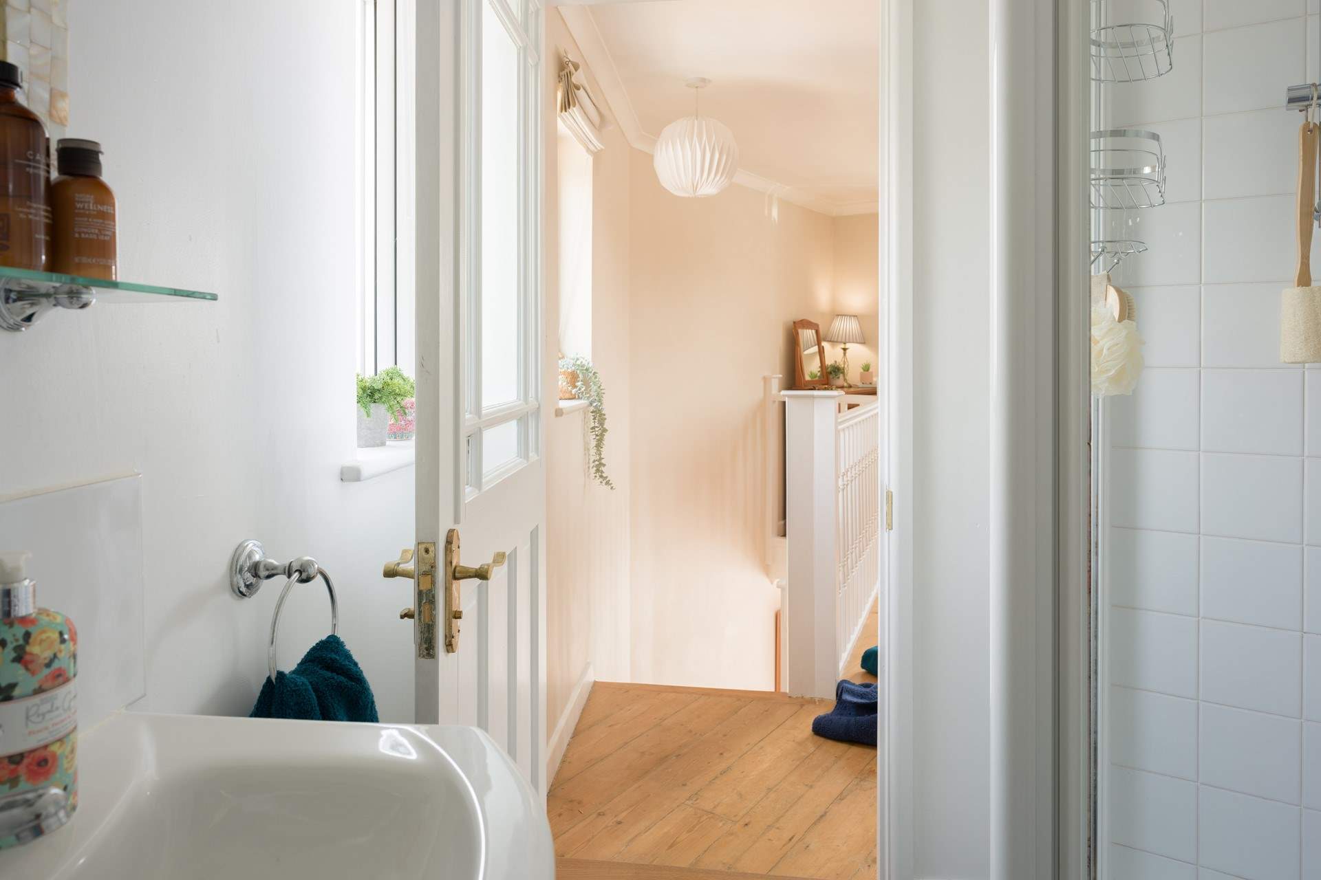 At the top of the stairs you will find the en suite shower-room...