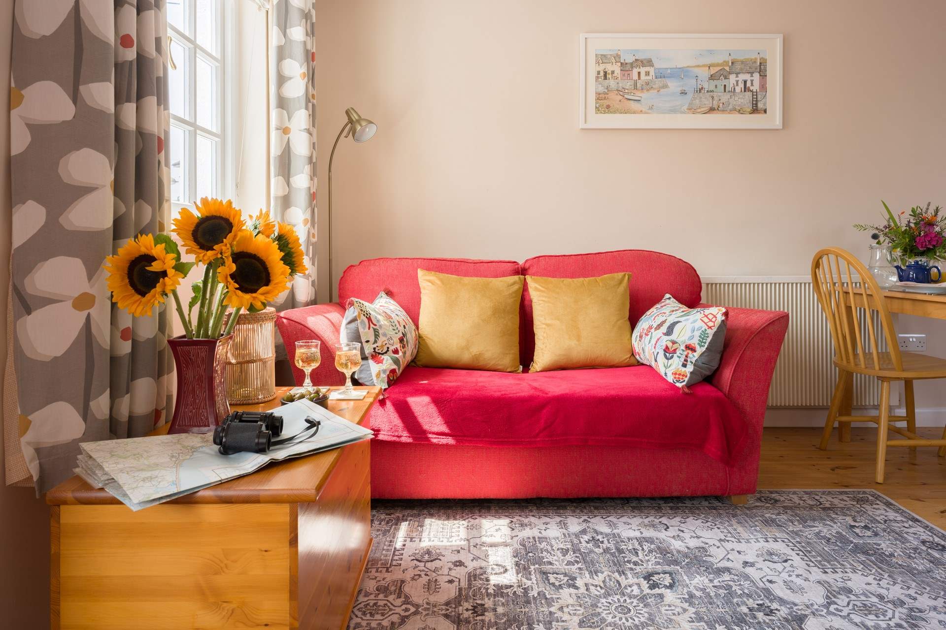 Sink into the sofa with a glass of wine after a day of exploration.