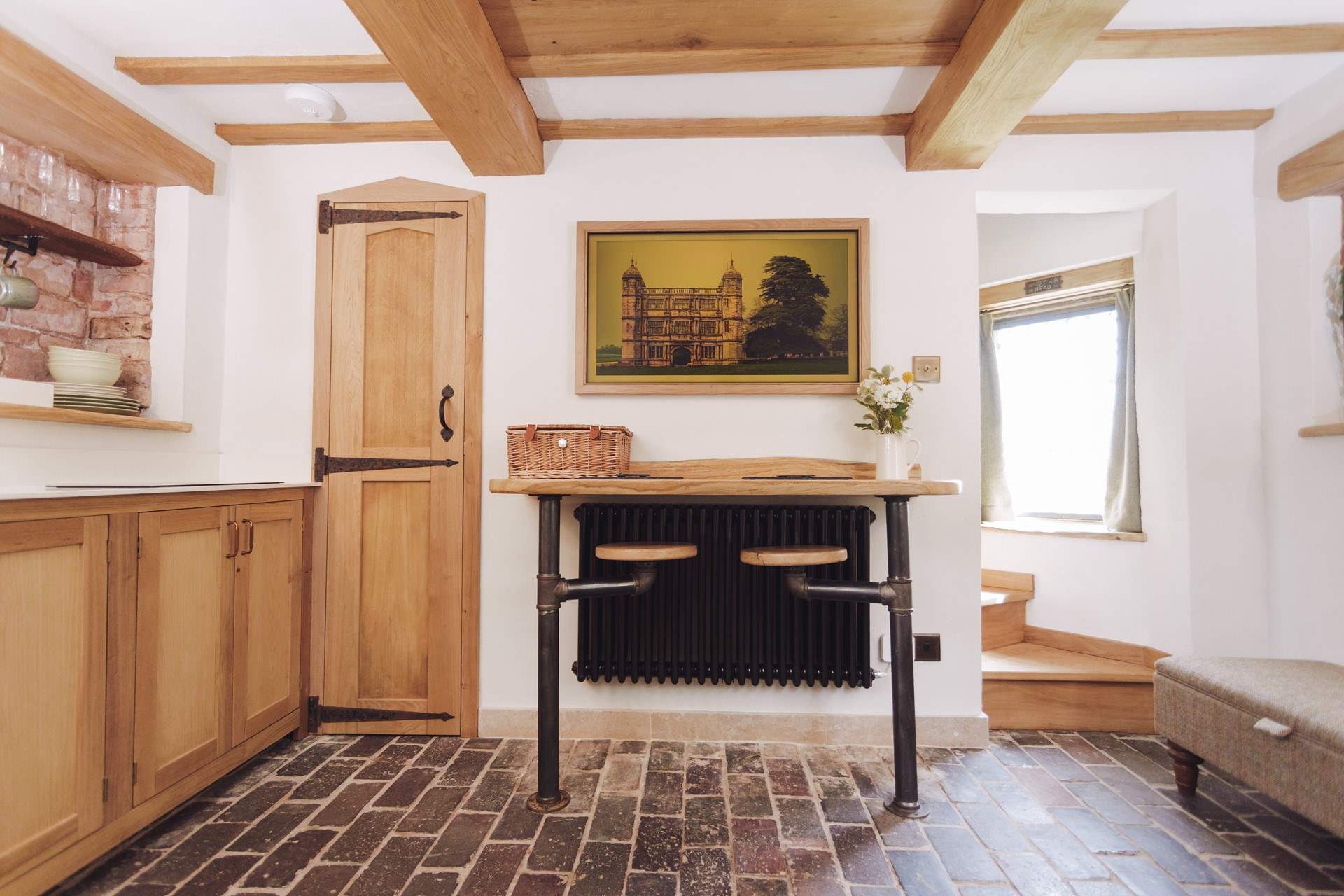 Take a seat at the handcrafted breakfast bar and sip your morning coffee. 