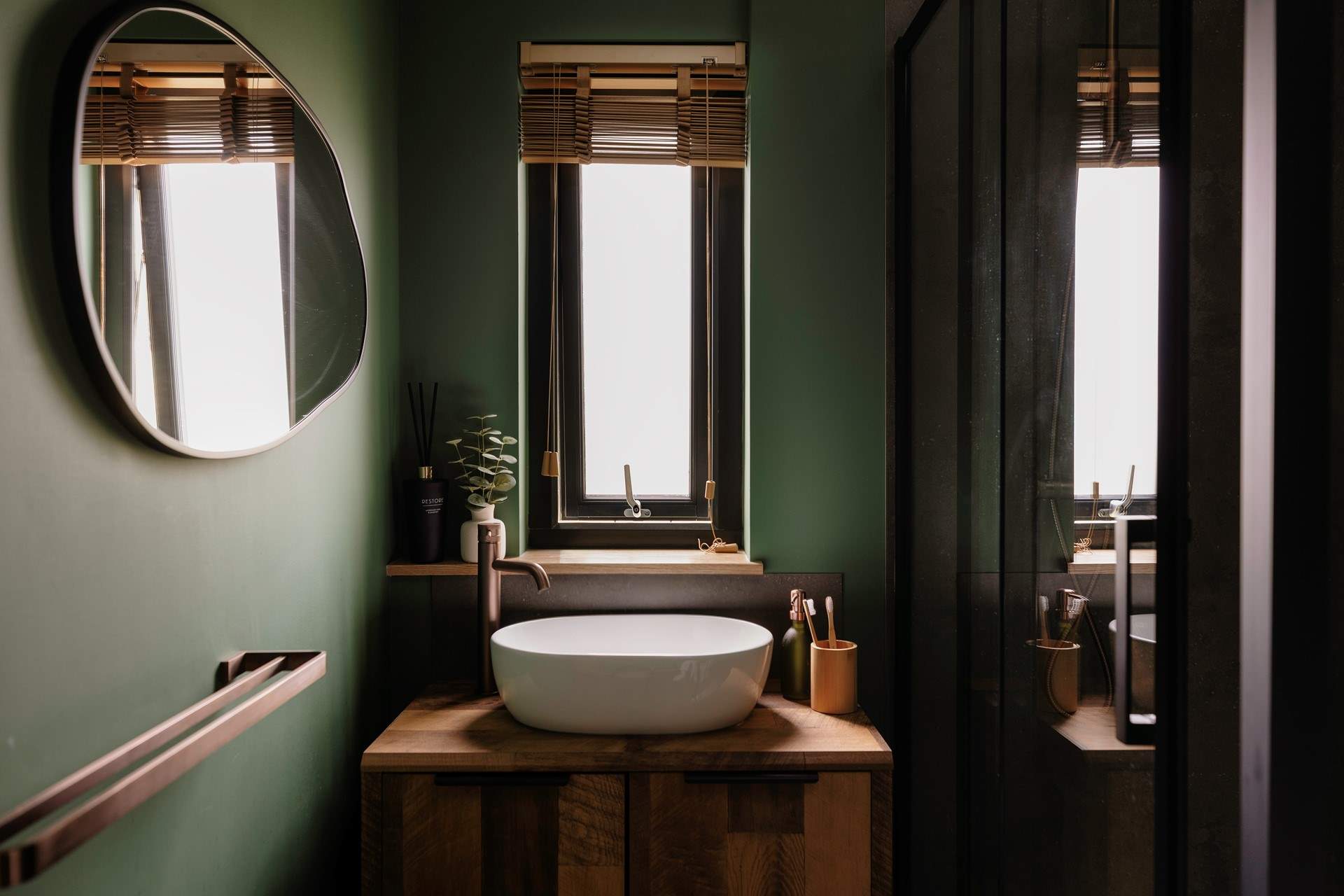 Filled with natural light and calming green tones. 