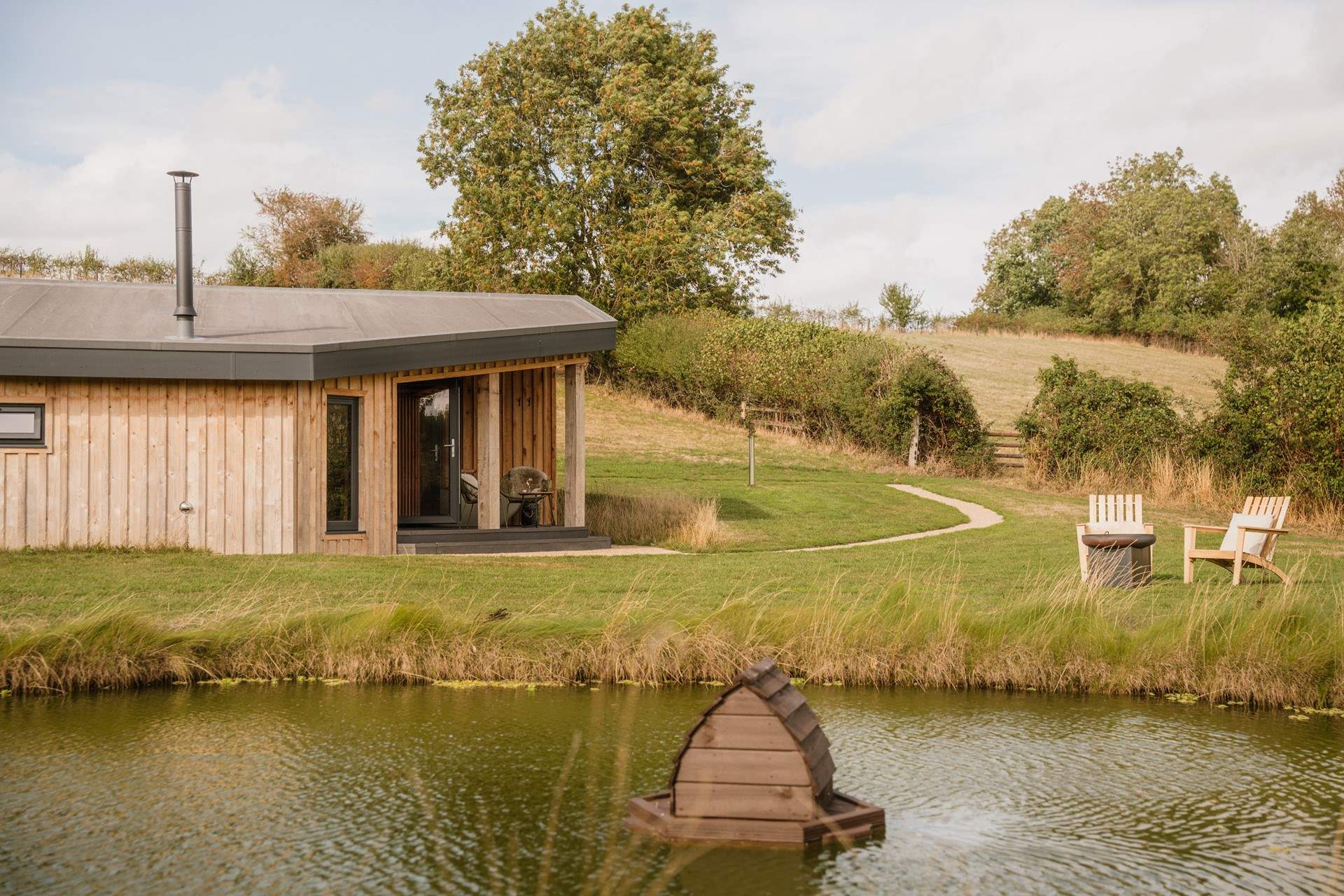 Enjoy views across the glassy lake.