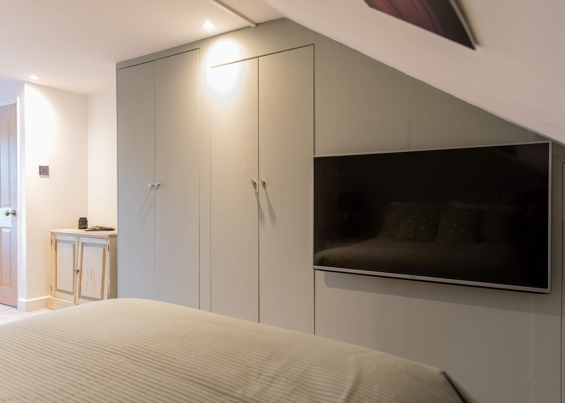 Enjoy leisurely lie ins watching a movie.