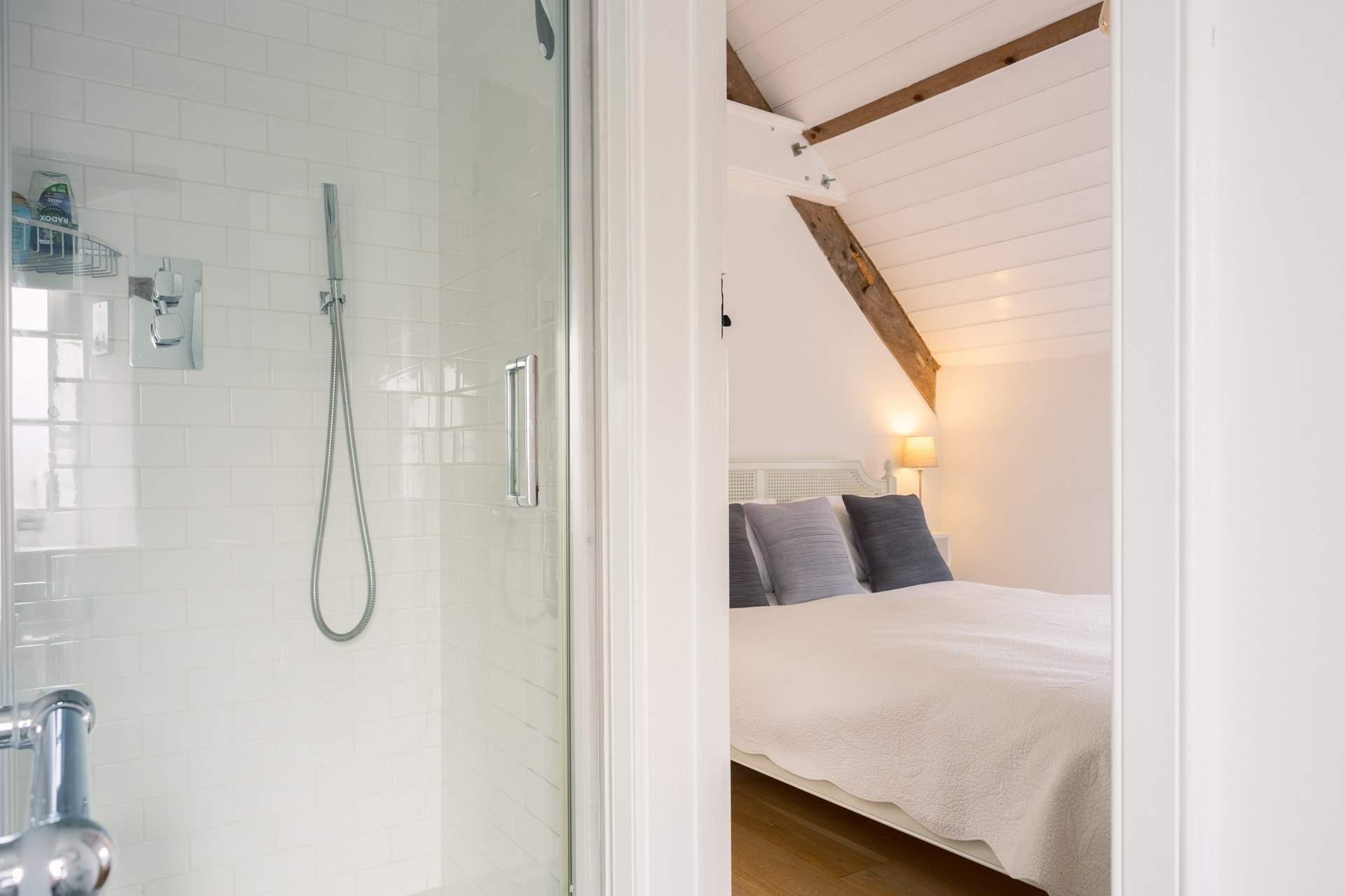 Styled beautifully with lots of space in the shower enclosure.