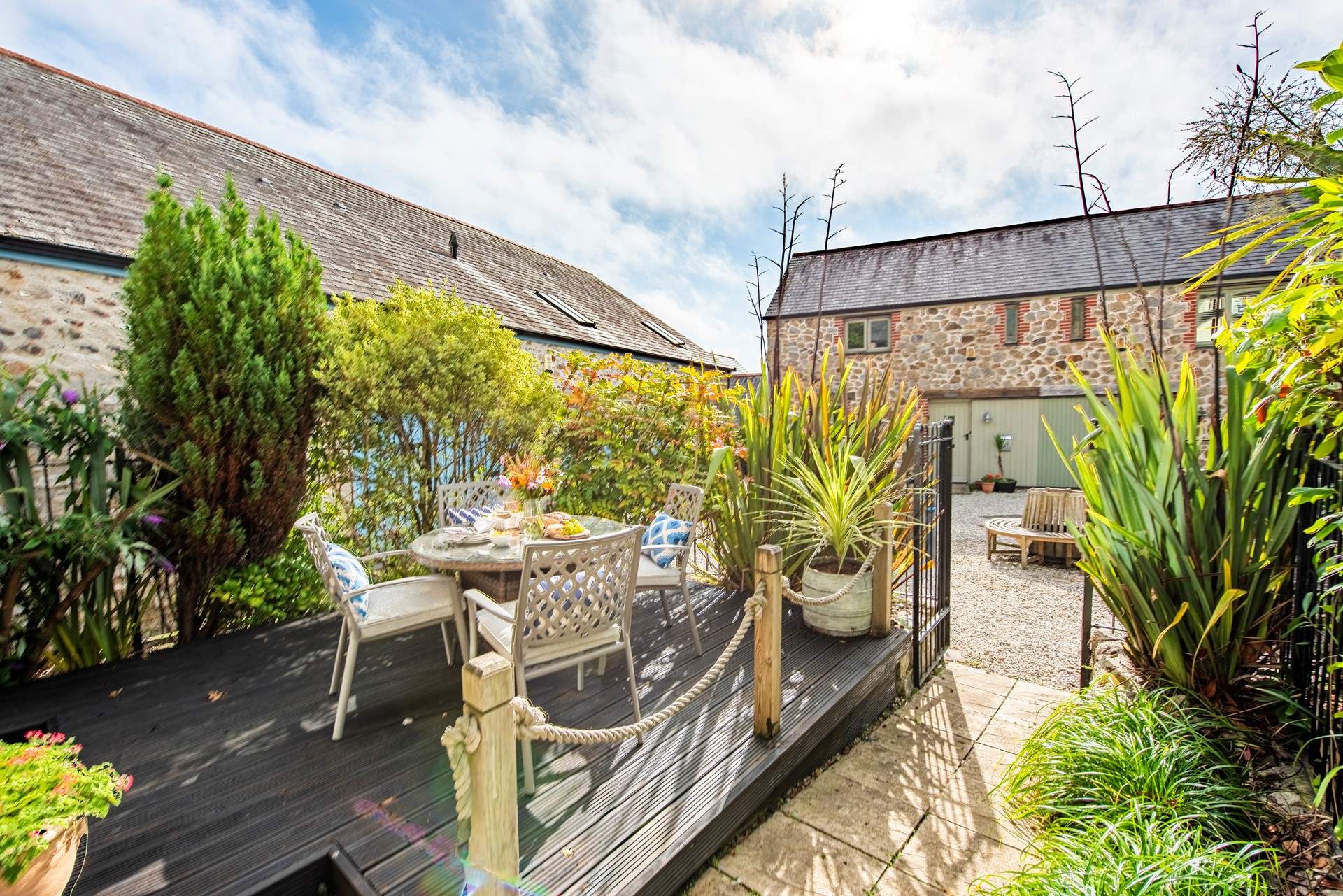 Enjoy al fresco dining on the deck to the front of Penrose. 