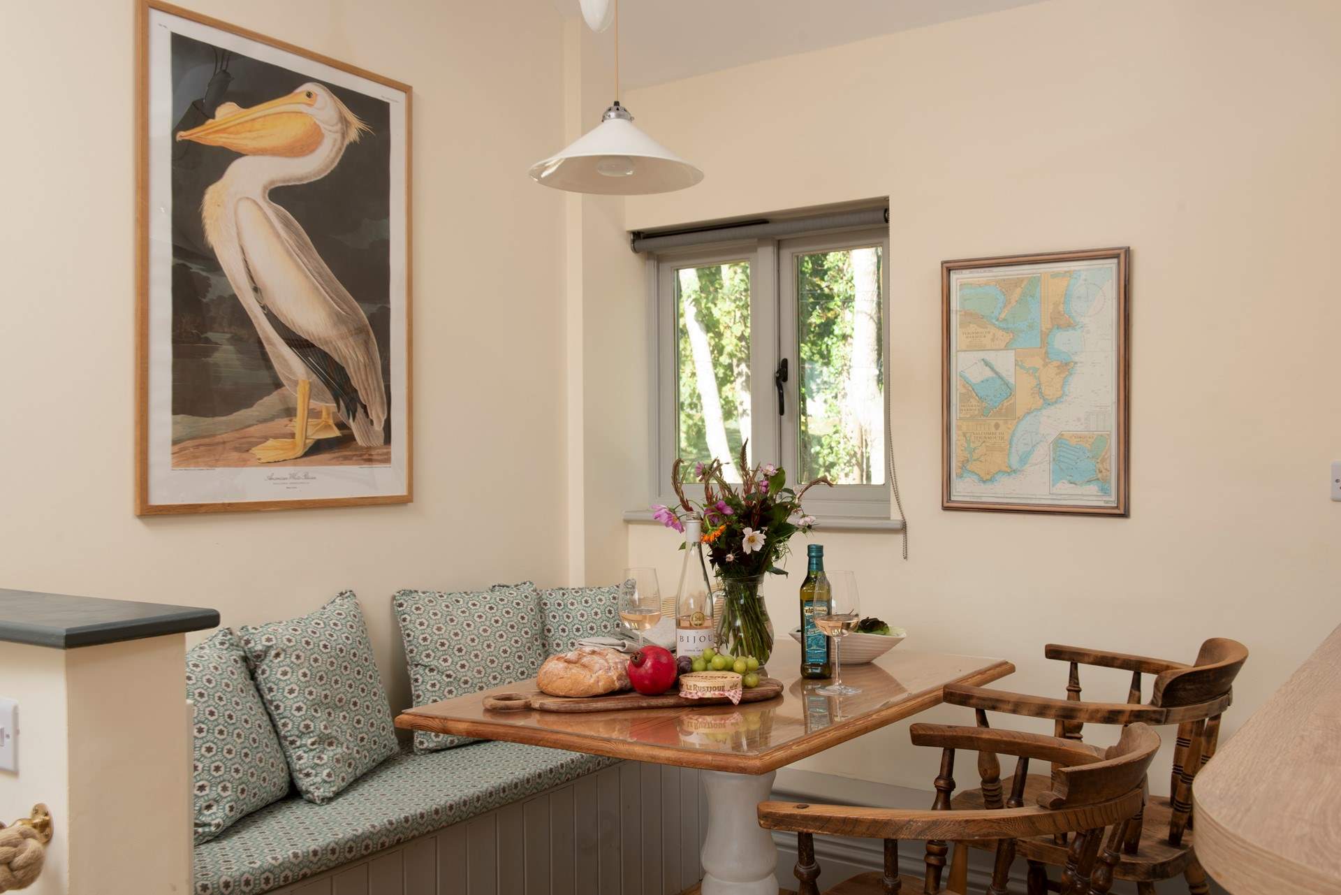 Gather around the table in the dining-area for a holiday meal. 