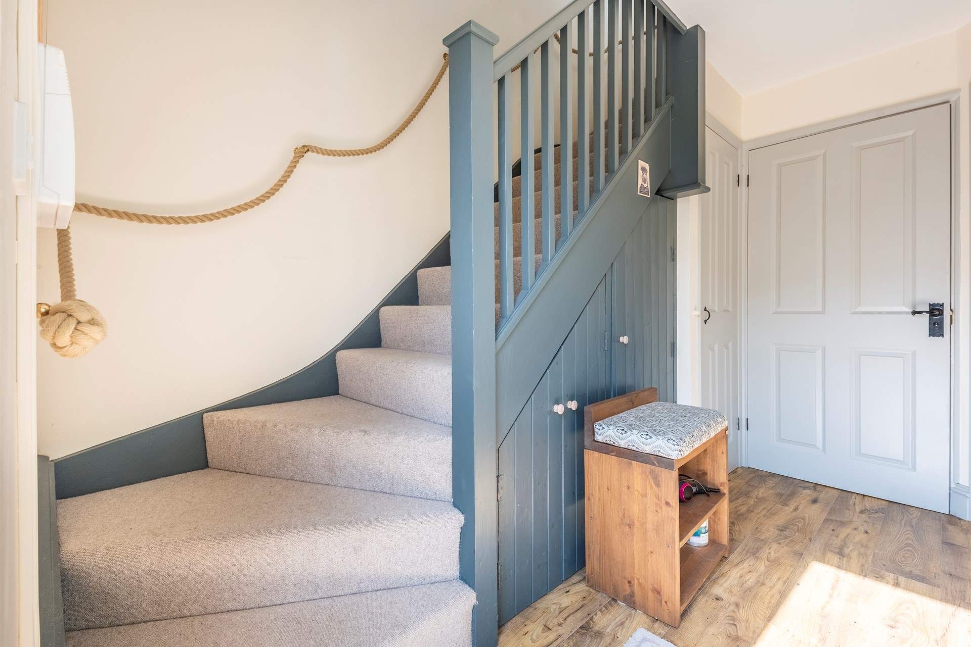 Climb the stairs to the first floor living space.