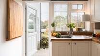 The kitchen is equipped and ready for you to cook up a hearty brunch before walking the local trails.