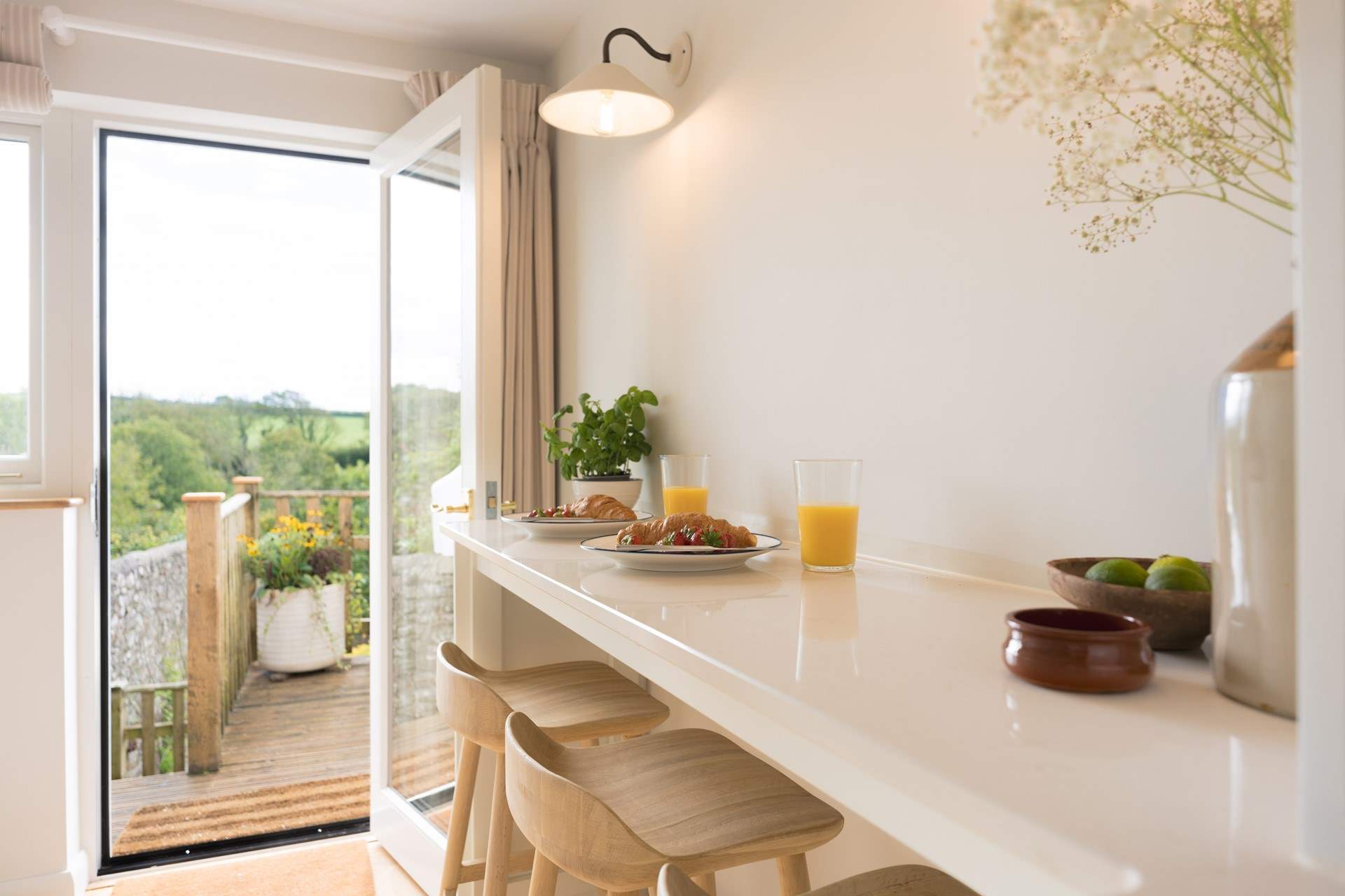 After a spot of breakfast, make a morning brew and sit outside the kitchen door on the handy bench - where better to start your day.