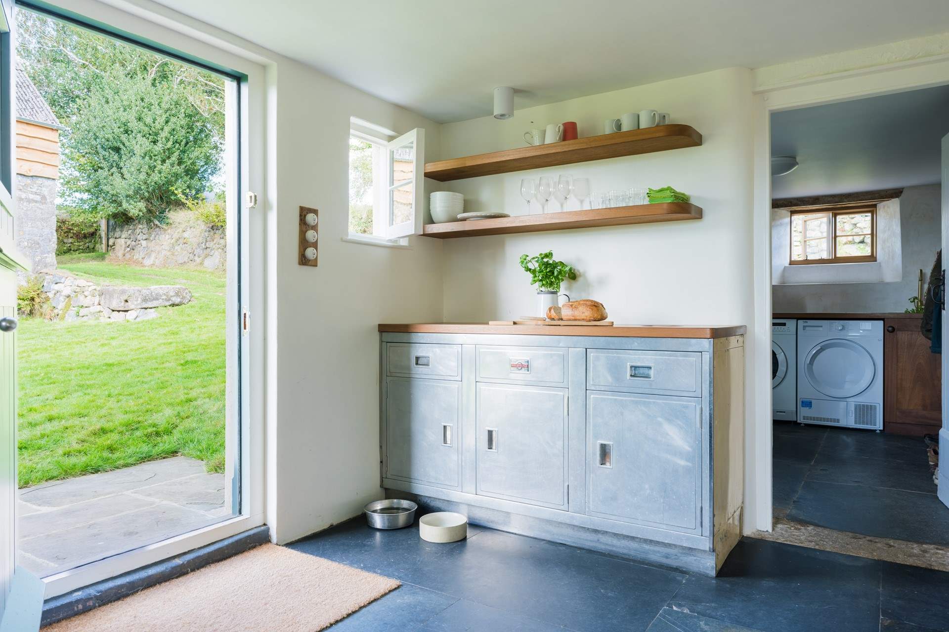 Open the back door and let the fresh air in.
