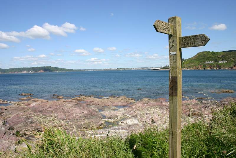 The coastal path sign helping you follow your feet to several glorious areas in this heavenly spot.