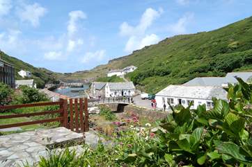 The patio overlooks the harbour.