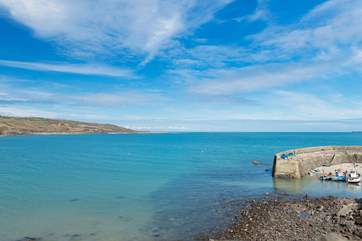 The lovely bay at Coverack with acres of sea and sky.