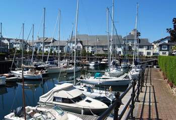 The nearby marina is full of yachts of all sizes.