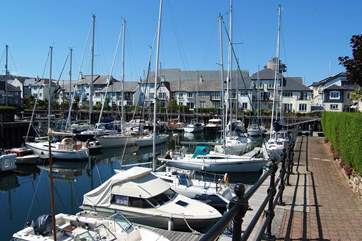 The nearby marina is full of yachts of all sizes.
