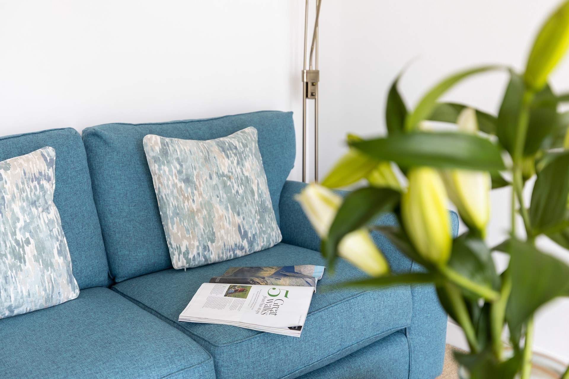 Relax on the sofa after a busy day exploring.