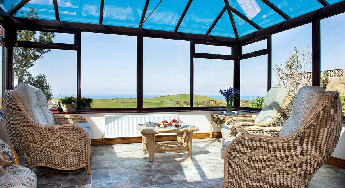 The fabulous conservatory at Bossiney View.