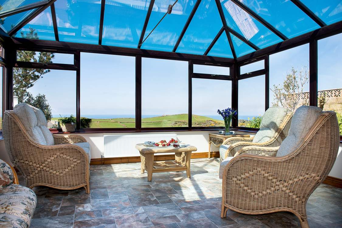 The fabulous conservatory at Bossiney View.