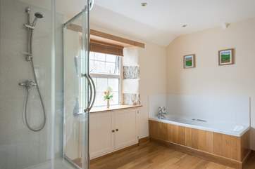 The light and spacious bathroom is on the first floor.