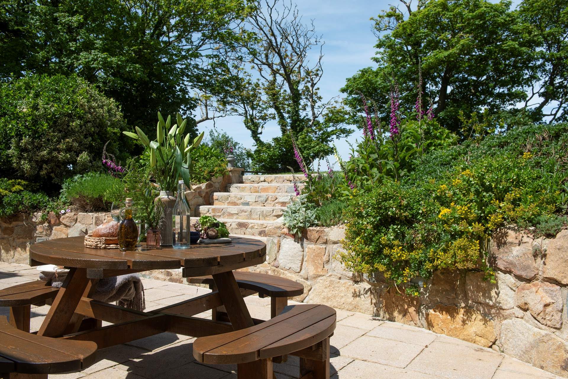 The pretty, well-stocked garden.