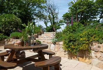The pretty, well-stocked garden.