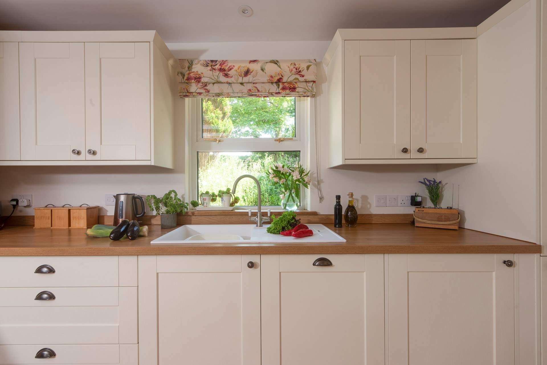 The country kitchen, beautifully appointed.