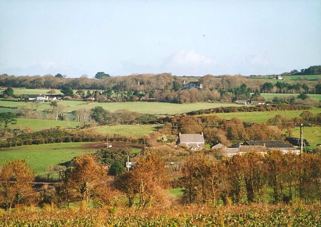 Looking towards the north east from the back garden, over Poldhu valley towards the Bonython estate.