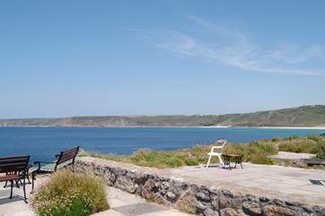 The view to Sennen Cove from the terrace.
